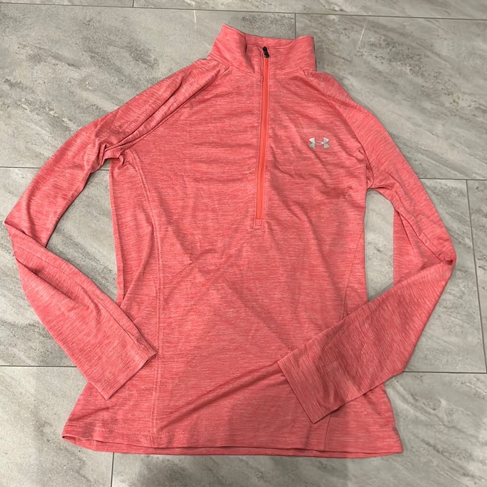 pink athletic long sleeve top - under armor